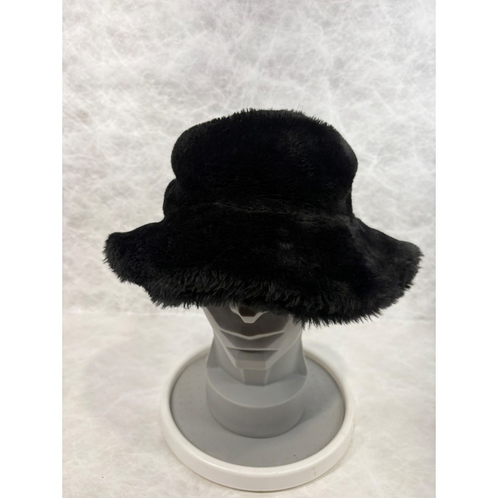 Turtle Fur‎ Vermont Collection Black Faux Fur Bucket Hat Winter Fleece Lined USA